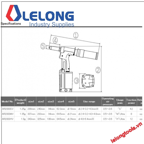 Máy bắn rivet LOBSTER AR2000-V Series AR2000SV(MV)(HV)